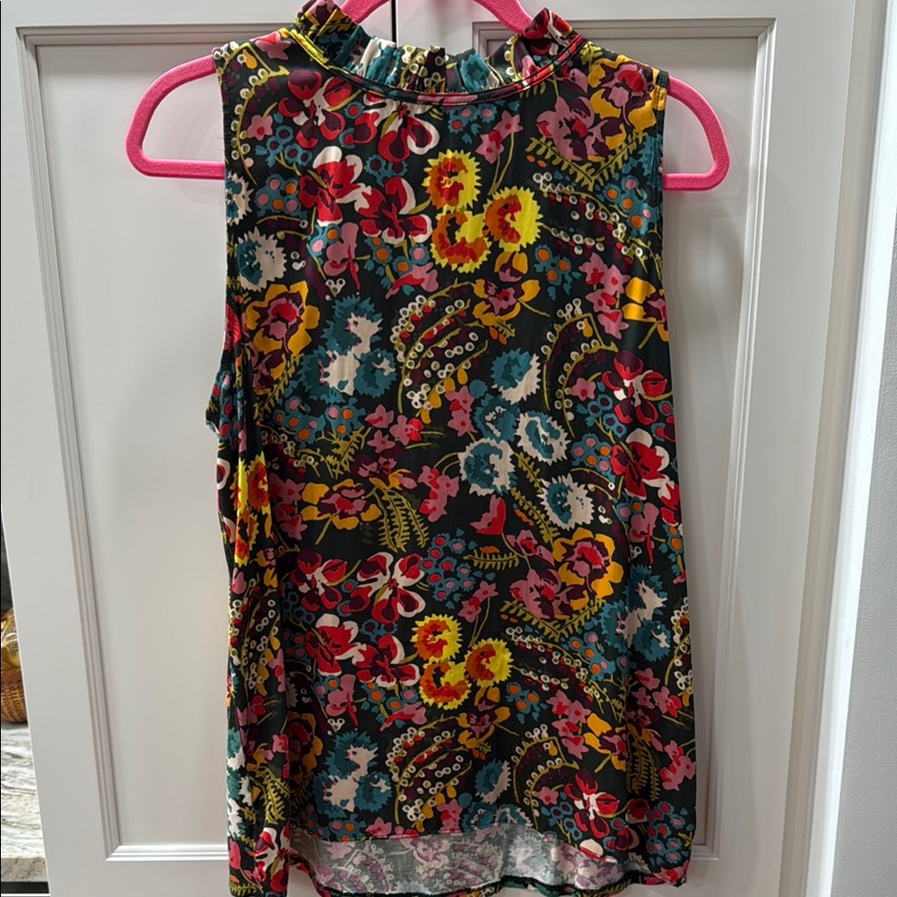 LOFT sz L Floral Sleeveless Top Fall festive colors autumn